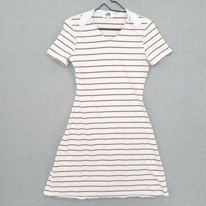 Brickyard Buffalo Dress Womens Small White Striped Short Sleeve Fit And Flare